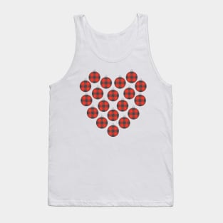 Red Buffalo Plaid Christmas Ornaments Filled Heart Tank Top